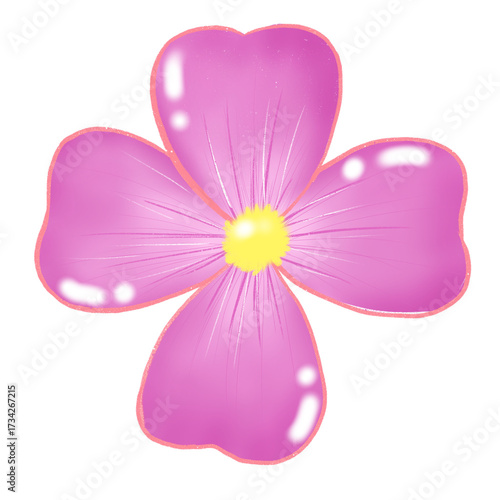 Pink flowers. Flower heads. Simple abstract flowers. Bright flowers. Cartoon flower drawings. Card decoration elements.