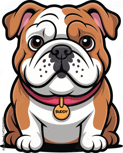 Cute cartoon a illustrator vector English bulldog