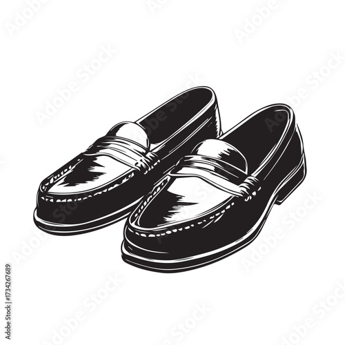 pair of black loafer shoes