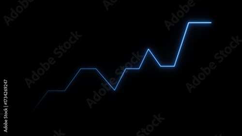 Business graph chart icon with market recovery concept background 4K video. Neon business graph chart. and creating a stunning 4k video.