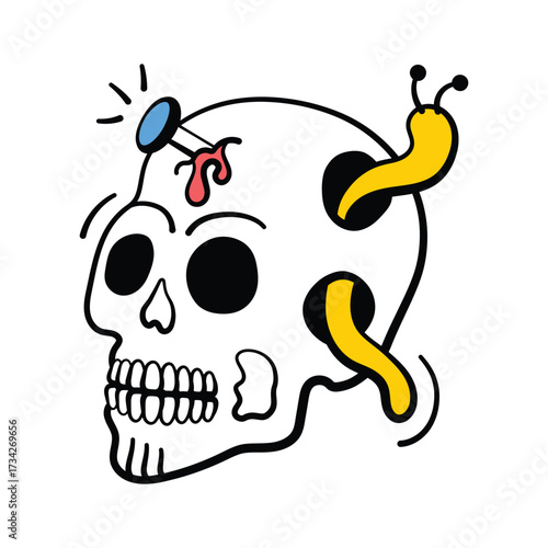 Take a look at this amazing doodle icon of spooky skull