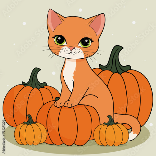 Autumn, cat, pumpkin, Halloween