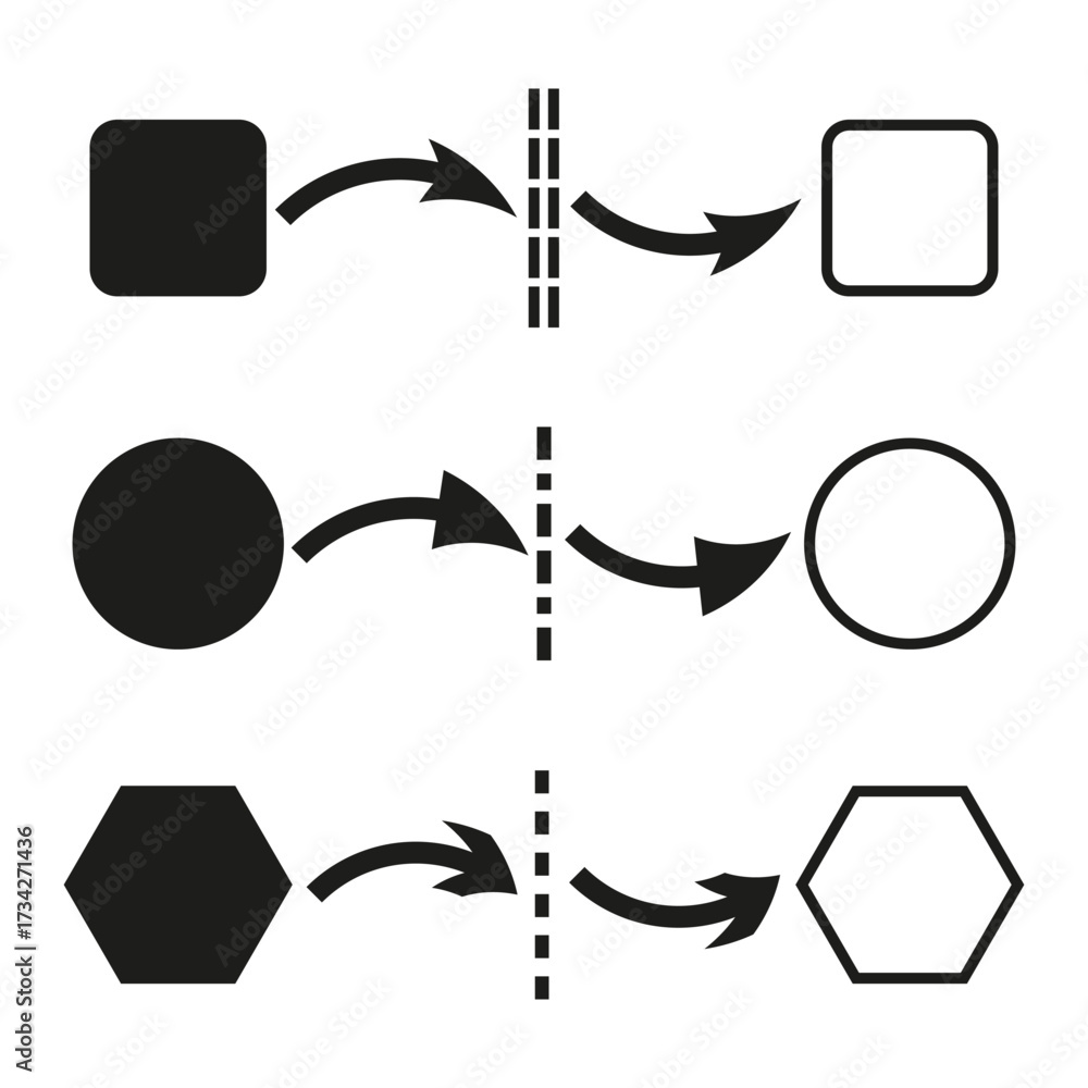 Fototapeta premium Business process diagram. Geometric shape illustration. Workflow management symbol. Vector creative concept.