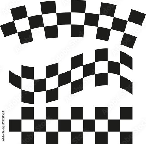 Abstract checkered pattern. Warped stripe shapes. Geometric background Vector. Distorted visual illusion.