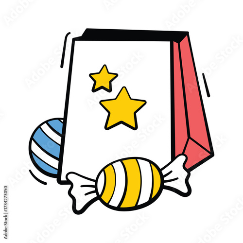 Take a look at this amazing icon of candy bag in modern style