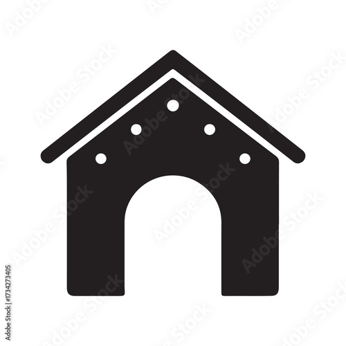Dog House Icon Silhouette Pet Shelter Symbol Illustration