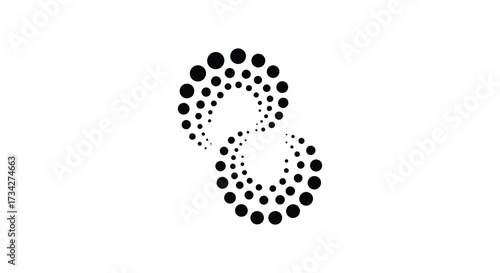 Abstract design composed of dotted circles forming an eight silhouette