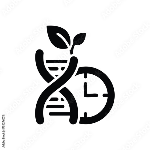 Biological Clock and DNA Strand with Leaf Symbolizing Genetics and Nature Connection