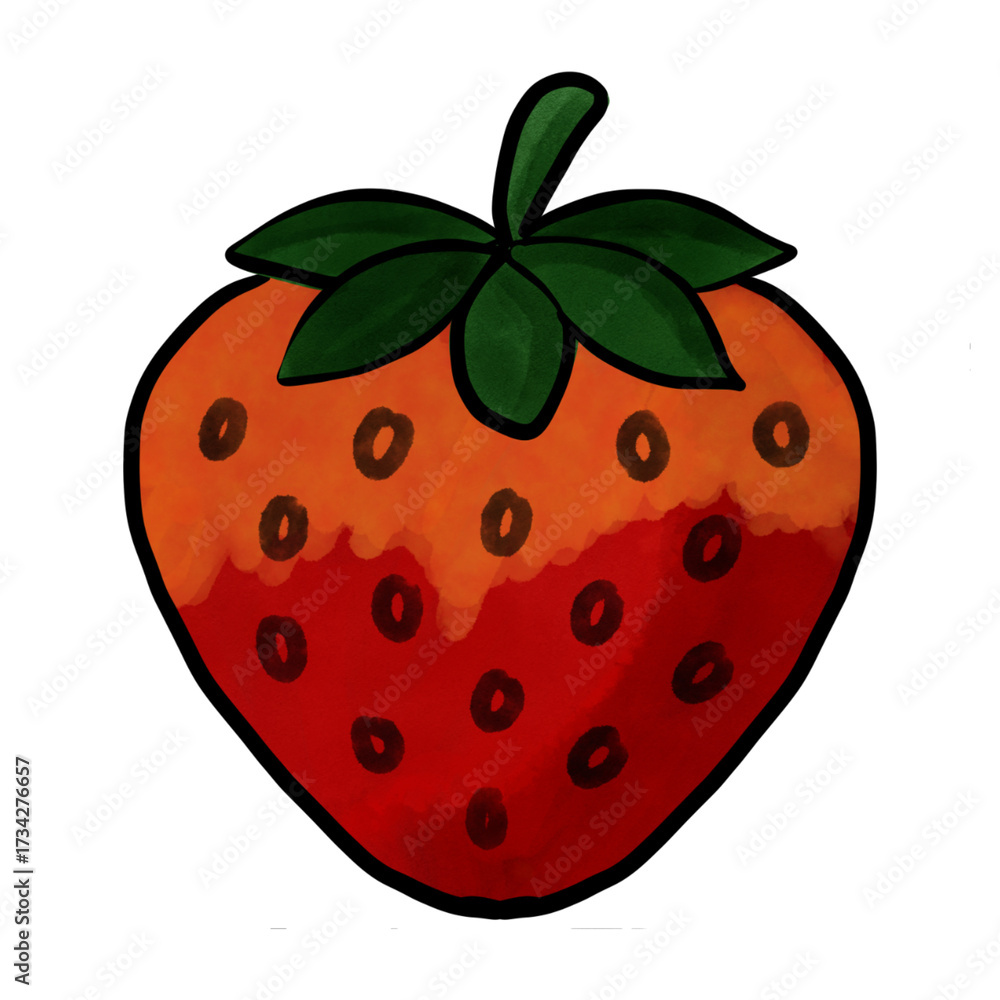Obraz premium Bright colorful cartoon strawberry vector illustration