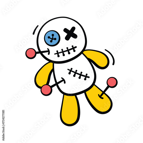 Take a look at this amazing doodle icon of voodoo doll in modern style