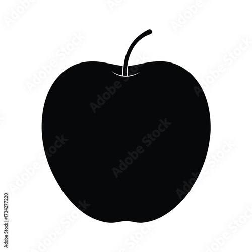 Minimalist black apple silhouette on a clean white background for modern design