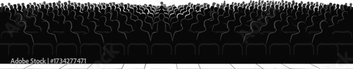Silhouette crowd of people, audience sitting in rows, business conference, public meeting, social gathering, teamwork unity, corporate event, community background, diversity collaboration