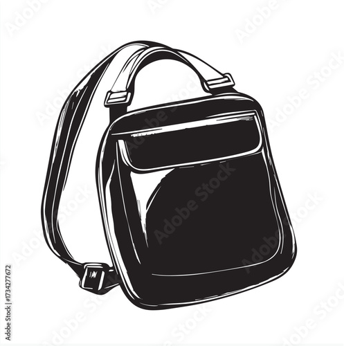 black sling bag isolated on white