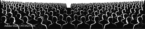 Silhouette crowd of people, large audience gathering, human community group, business teamwork, corporate event, social unity, public meeting, society background, diversity collaboration