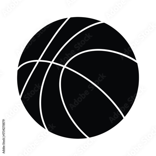 Simple black basketball silhouette graphic on a clean white background