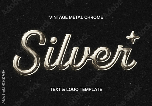 Vintage Silver Metal Chrome Effect Mockup