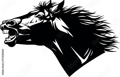 Create Hoarse set vector art with silhouette with white background
