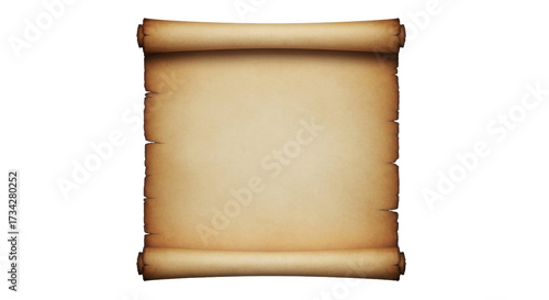Isolated Antique Scroll, Parchment Poster, Vintage Paper Texture for Text, Message, Design Element