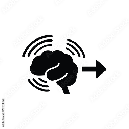 Conceptual depiction of brain activity with a directional arrow symbolizing thought process or mental focus