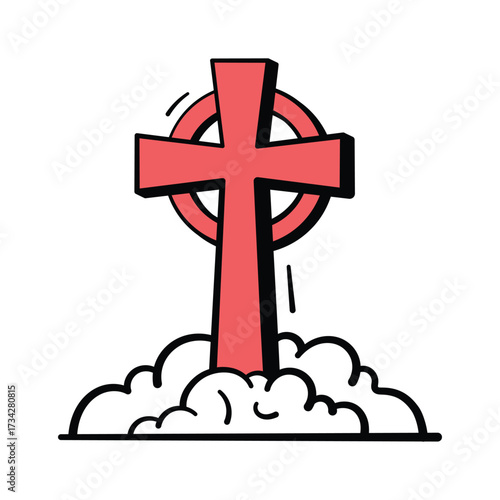Gothic grave cross symbolizing death for spooky Halloween artwork.