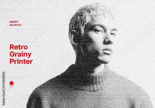 Retro Grainy Printer Effect Mockup