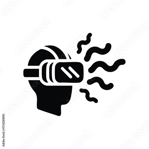 Silhouette of a person wearing a virtual reality headset with abstract lines representing sensory experience