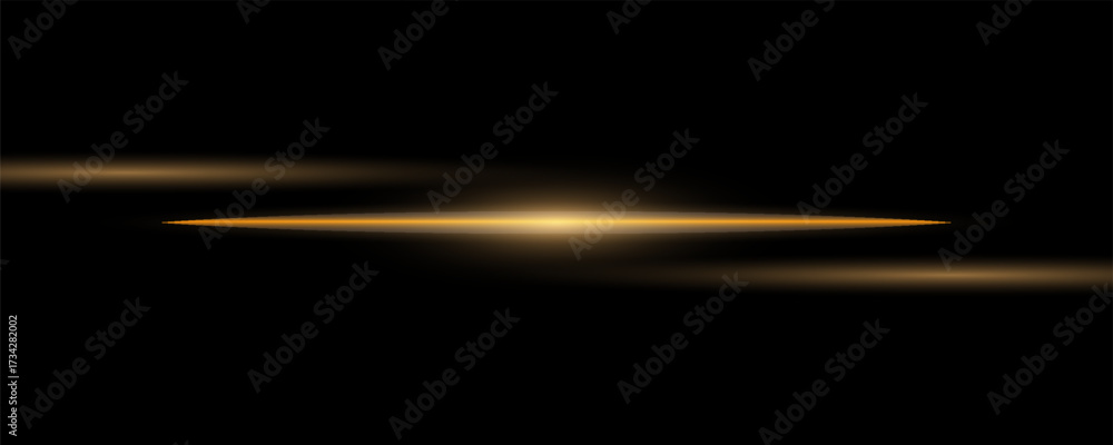 Fototapeta premium Abstract golden laser beam. Transparent isolated on black background. Vector illustration. lighting effect. directional spotlight