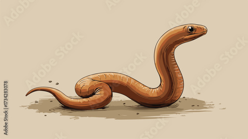 Detailed Drawing of Brown Worm on Brown Background