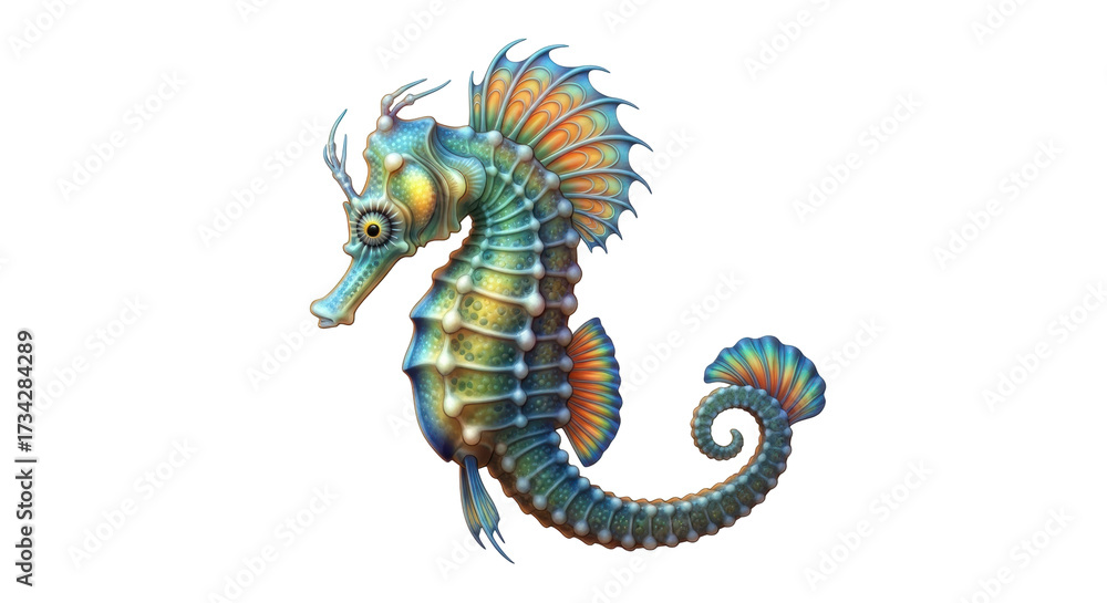 Obraz premium Isolated Seahorse illustration animal colorful sea ocean aquatic marine creature fish artwork