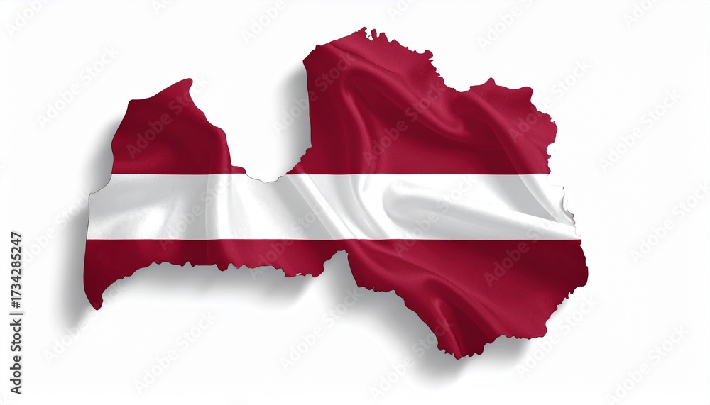 Naklejka premium The flag of Georgia filling the map silhouette of Georgia bold red cross design isolated on white background 