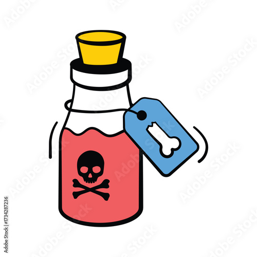 Creepy poison potion bottle with skull symbol for Halloween