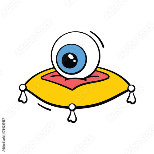 Spooky pillow with eyeball design for creepy haunted Halloween art