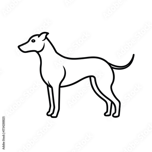 Minimalist black dog silhouette on a clean white background