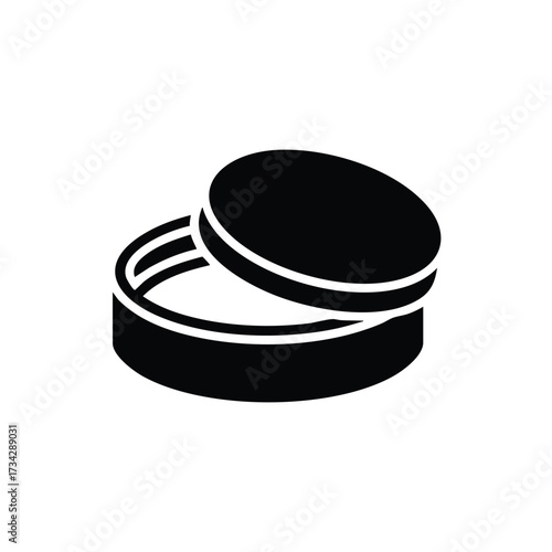 Stacked round containers with lids, representing storage or packaging solutions in a minimalistic style