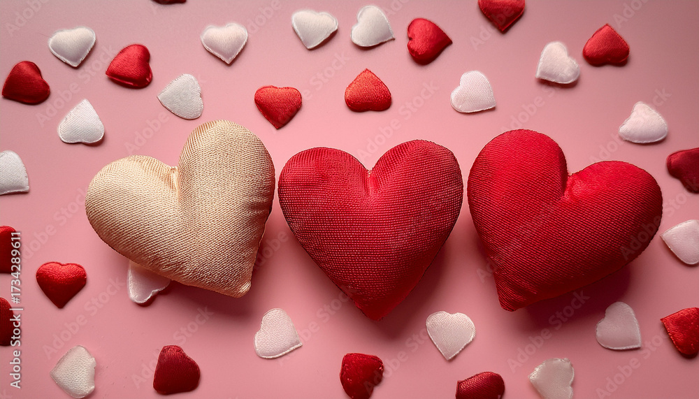 Obraz premium Love And Gratitude Hearts On Pink Background For Valentines Day