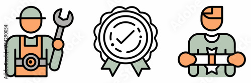 Vector icon sheet for vocational training branding – Suitable for job training, apprenticeship programs, or skill certification