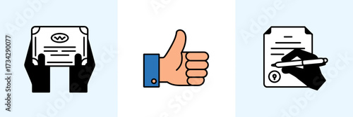 Vector icon sheet with hands-on training, certification, and practical demonstrations – Suitable for education design, training programs, or job readiness visuals