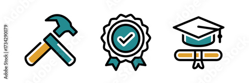 Vector icon sheet for vocational training branding – Perfect for skill development, career training, or certification programs