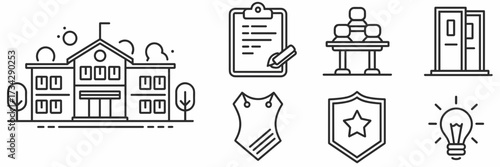 Vector icon sheet of principal visuals – School management, leadership tools, and administration icons