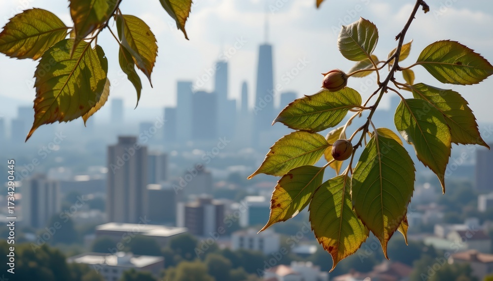 Obraz premium an autumnal cityscape from a high vantage point