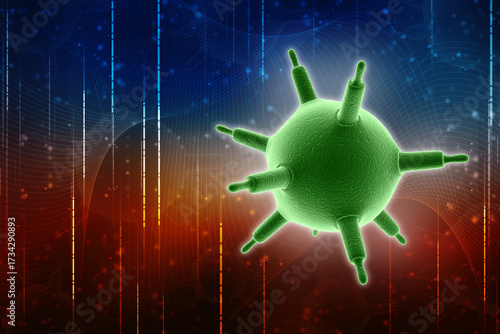 3d rendering viruses in infected organism, viral disease epidemic, virus abstract background
