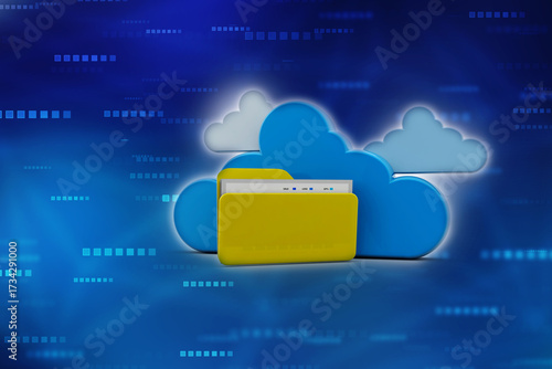 3d rendering Cloud computing concept, Cloud internet technology concept background, Cloud computing and network security technology concept