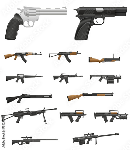 handgun weapon cartoon stock vector illustration isolated on white background
