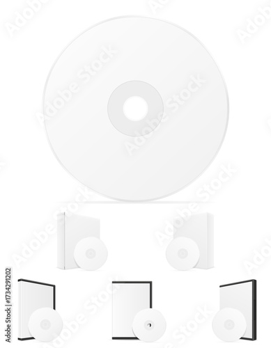 laser compact cd dvd bisk box case packing cartoon stock vector illustration isolated on white background