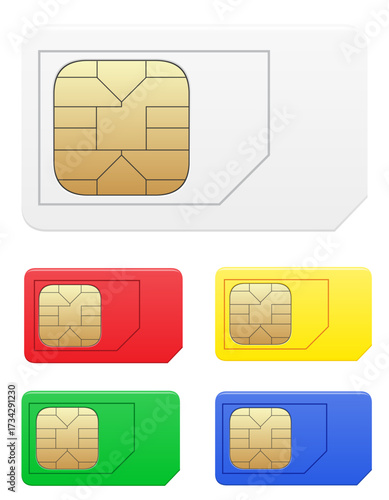 plastic sim card colour cartoon stock vector illustration isolated on white background