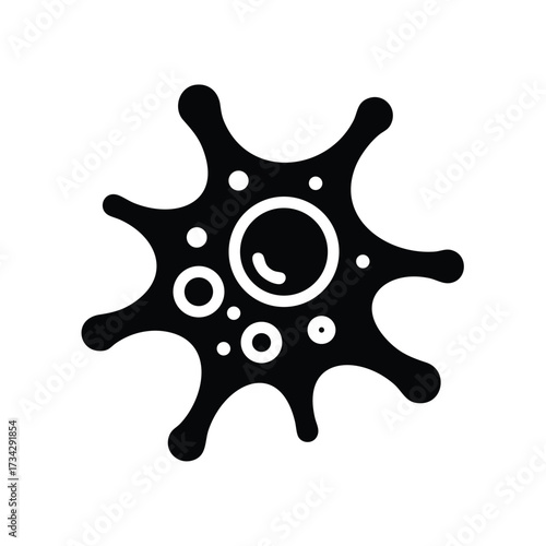 Microscopic view of a single-celled organism with irregular shape and multiple circular structures inside