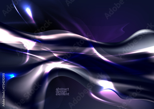 Abstract glass background. Vector liquid shape with transparency and glow.