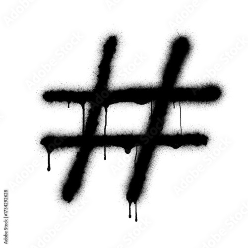 Fotografie spraypainted hashtag symbol, no background