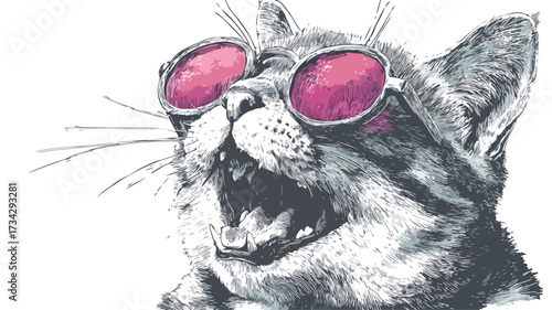 Adorable Cat in Sunglasses T-Shirt Vector Illustration for Summer Apparel and Promotion