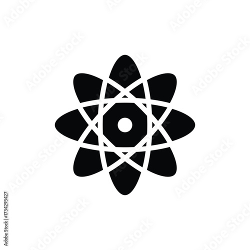 Abstract quantum computing icon representing atoms and future technology innovation vector